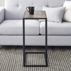 23" Modern Rectangle Two-Tone C Side Table With Metal Base - Saracina Home 11 23" Modern Rectangle Two-Tone C Side Table With Metal Base - Saracina Home -Homcom Store GUEST c9fb0f6a 1baa 4f46 9ad4 ca78b73dae1e