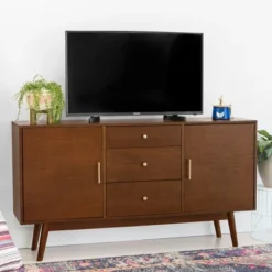 Mid-Century Modern Wood Console TV Stand For TVs Up To 65" - Saracina Home 11 Mid-Century Modern Wood Console TV Stand For TVs Up To 65" - Saracina Home -Homcom Store GUEST cb85f3af 3c20 42f9 8a52 5c742cd3a8be