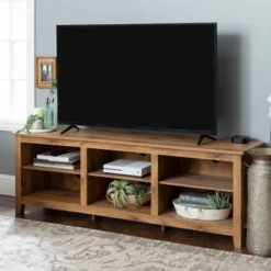 Transitional 6 Cubby Wood Open Storage Wood TV Stand For TVs Up To 80"- Saracina Home -Homcom Store GUEST ce83f227 95ad 48d0 9fb8 48e192d8fef5