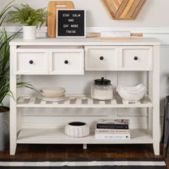 48" Farmhouse Solid Wood 2 Drawer Buffet White - Saracina Home -Homcom Store GUEST d14be0db 9591 4712 bd66 b181051f2d7c