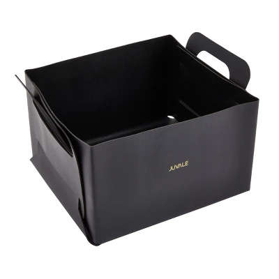 Juvale 2 Pack Faux Leather Foldable Storage Bins With Handles, Collapsible Baskets For Home Organization, Black, 10 X 6.5 In 7 Juvale 2 Pack Faux Leather Foldable Storage Bins With Handles, Collapsible Baskets For Home Organization, Black, 10 X 6.5 In - Image 7