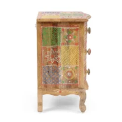 Ailey Handcrafted Boho Mango Wood 3 Drawer Nightstand Natural - Christopher Knight Home -Homcom Store GUEST d2a0da4f 2eb2 4284 a2b1 540f55b08a0f