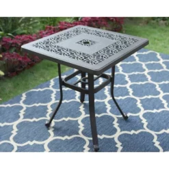 Outdoor Cast Aluminum Table With 1.97" Umbrella Hole - Brown - Captiva Designs -Homcom Store GUEST d562b4e3 c7fa 4118 b63b 8c8767e83fbe