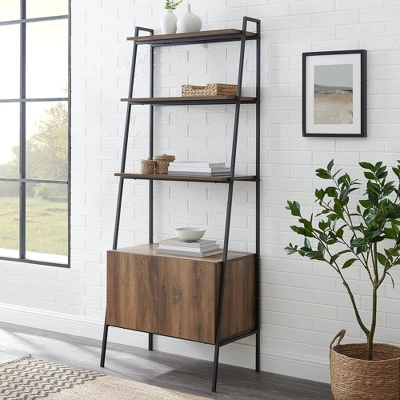 72" Open Shelf And Closed Storage Cabinet Ladder Bookcase - Saracina Home 1 72" Open Shelf And Closed Storage Cabinet Ladder Bookcase - Saracina Home