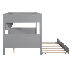 Separable Full-Over-Full Bunk Bed With Twin Size Trundle And Bookshelf - ModernLuxe -Homcom Store GUEST d9ed5be2 d762 49d8 bb49 e68bc082d52a