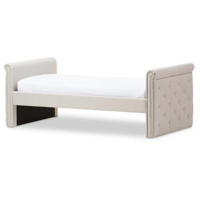 Twin Swanson Modern And Contemporary Fabric Tufted Daybed With Roll-Out Trundle Guest Bed - Baxton Studio 6 Twin Swanson Modern And Contemporary Fabric Tufted Daybed With Roll-Out Trundle Guest Bed - Baxton Studio - Image 6