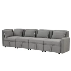 122.8" Minimalist Convertible Modular Sofa, Upholstered Sectional Sofa Couch With 5 Pillows-ModernLuxe 19 122.8" Minimalist Convertible Modular Sofa, Upholstered Sectional Sofa Couch With 5 Pillows-ModernLuxe -Homcom Store GUEST db8c769f 873d 402b bea5 b7a0feead322