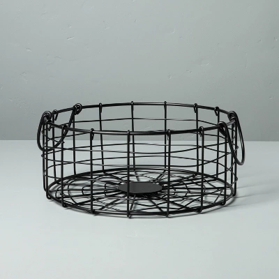 Round Wire Storage Basket With Handles Black - Hearth & Hand™ With Magnolia 4 Round Wire Storage Basket With Handles Black - Hearth & Hand™ With Magnolia - Image 4