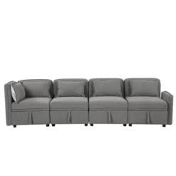 122.8" Minimalist Convertible Modular Sofa, Upholstered Sectional Sofa Couch With 5 Pillows-ModernLuxe 20 122.8" Minimalist Convertible Modular Sofa, Upholstered Sectional Sofa Couch With 5 Pillows-ModernLuxe -Homcom Store GUEST dce9fb95 745e 49c9 aade a8aed3acddf8