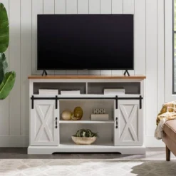 Transitional Sliding Barndoor Highboy TV Stand For TVs Up To 58" - Saracina Home -Homcom Store GUEST dd9ce182 82e2 4e7a a263 00af007d0202