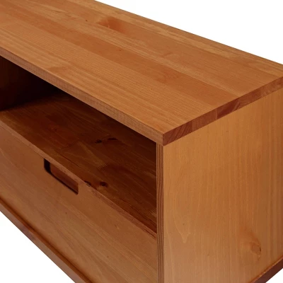 Cara 3 Drawer Mid-Century Modern 3 Drawer TV Stand For TVs Up To 80" - Saracina Home 4 Cara 3 Drawer Mid-Century Modern 3 Drawer TV Stand For TVs Up To 80" - Saracina Home - Image 4