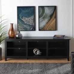 Transitional 6 Cubby Wood Open Storage Wood TV Stand For TVs Up To 80"- Saracina Home -Homcom Store GUEST e1ec3d43 1637 41d5 b7e8 b83712cd51fe