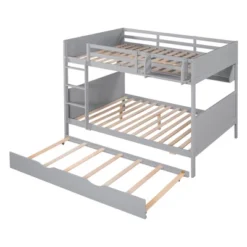 Separable Full-Over-Full Bunk Bed With Twin Size Trundle And Bookshelf - ModernLuxe -Homcom Store GUEST e3bc7950 7611 441a 91a3 111586835edb