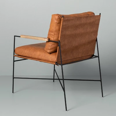 Faux Leather & Metal Accent Chair - Black/Brown - Hearth & Hand™ With Magnolia 3 Faux Leather & Metal Accent Chair - Black/Brown - Hearth & Hand™ With Magnolia - Image 3