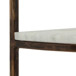 33.5" Bainville Modern Glam Handcrafted Marble Half Round Etagere Bookcase Natural White/Antique Brass - Christopher Knight Home -Homcom Store GUEST e8e9bc5f cfde 4ca6 8d2c 47465c627aa2