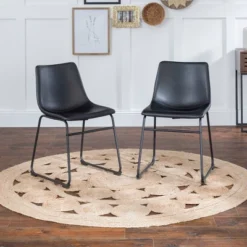 Set Of 2 Laslo Modern Upholstered Faux Leather Dining Chairs - Saracina Home -Homcom Store GUEST e921ecff 5d1c 46bf 8a40 c3330f7f710d