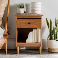 Stiva Classic Mid-Century Modern 1 Drawer Nightstand - Saracina Home -Homcom Store GUEST ee2f70db 4e78 4367 afb5 cf038cb6780d