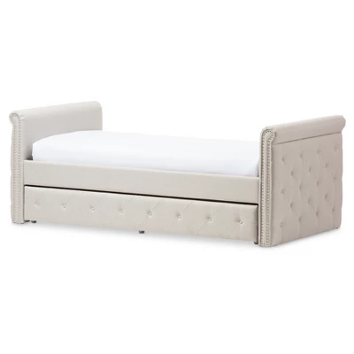Twin Swanson Modern And Contemporary Fabric Tufted Daybed With Roll-Out Trundle Guest Bed - Baxton Studio 13 Twin Swanson Modern And Contemporary Fabric Tufted Daybed With Roll-Out Trundle Guest Bed - Baxton Studio - Image 13