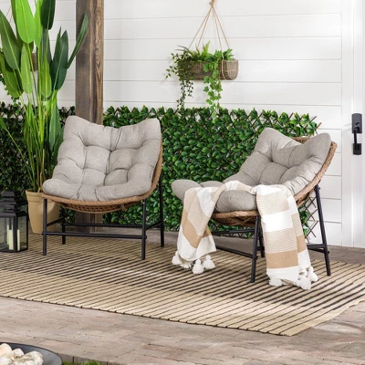 2pk Papasan Scoop Outdoor Patio Chair - Natural - Saracina Home 1 2pk Papasan Scoop Outdoor Patio Chair - Natural - Saracina Home