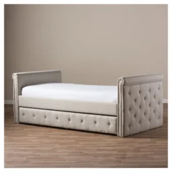 Twin Swanson Modern And Contemporary Fabric Tufted Daybed With Roll-Out Trundle Guest Bed - Baxton Studio 24 Twin Swanson Modern And Contemporary Fabric Tufted Daybed With Roll-Out Trundle Guest Bed - Baxton Studio -Homcom Store GUEST f1e821fa 4d7d 4e24 9bd2 c0f2df87c2a9