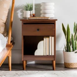 Stiva Classic Mid-Century Modern 1 Drawer Nightstand - Saracina Home -Homcom Store GUEST f1f5300e 5364 40db 96ef 77bca274ed96