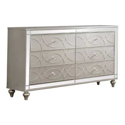 3pc Queen La Mesa Bed Nightstand And Dresser Set Silver - HOMES: Inside + Out 4 3pc Queen La Mesa Bed Nightstand And Dresser Set Silver - HOMES: Inside + Out - Image 4