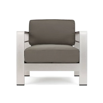 Cape Coral 5pc Aluminum And MGO Seating Set With Fire Table Khaki/Light Gray - Christopher Knight Home 2 Cape Coral 5pc Aluminum And MGO Seating Set With Fire Table Khaki/Light Gray - Christopher Knight Home - Image 2
