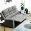 HOMCOM Recliner Sofa Couch With Easy Pull Handles And Adjustable Footrest, 3 Seater Sofa Modern Couch, Gray