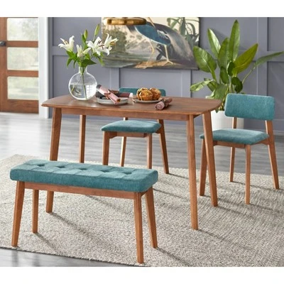 Set Of 2 Nettie Mid-Century Modern Upholstered Dining Chairs Walnut/Teal - Buylateral 2 Set Of 2 Nettie Mid-Century Modern Upholstered Dining Chairs Walnut/Teal - Buylateral - Image 2