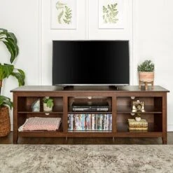 Transitional 6 Cubby Wood Open Storage Wood TV Stand For TVs Up To 80"- Saracina Home -Homcom Store GUEST f89b070d c04c 4de6 a143 2ba0bc1fd9f0