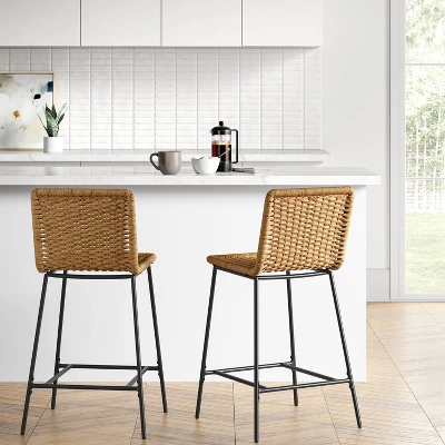 Wasson Woven Metal Leg Counter Height Barstool Tan - Threshold™ 1 Wasson Woven Metal Leg Counter Height Barstool Tan - Threshold™