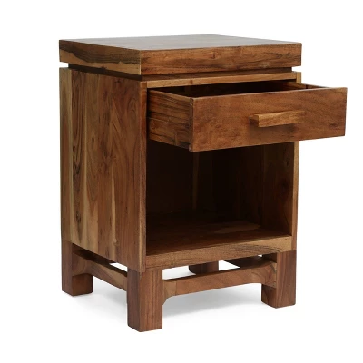 Wadley Boho Handcrafted Acacia Wood Nightstand Natural - Christopher Knight Home 2 Wadley Boho Handcrafted Acacia Wood Nightstand Natural - Christopher Knight Home - Image 2