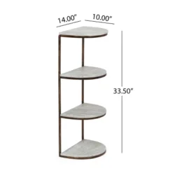 33.5" Bainville Modern Glam Handcrafted Marble Half Round Etagere Bookcase Natural White/Antique Brass - Christopher Knight Home -Homcom Store GUEST fb001299 deda 4e66 a94a b631d5799612