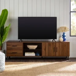 Sana Modern Triple Storage TV Stand For TVs Up To 80" Dark Walnut - Saracina Home 9 Sana Modern Triple Storage TV Stand For TVs Up To 80" Dark Walnut - Saracina Home -Homcom Store GUEST ff1679ed 5f30 47e9 a5d0 3886b74af319